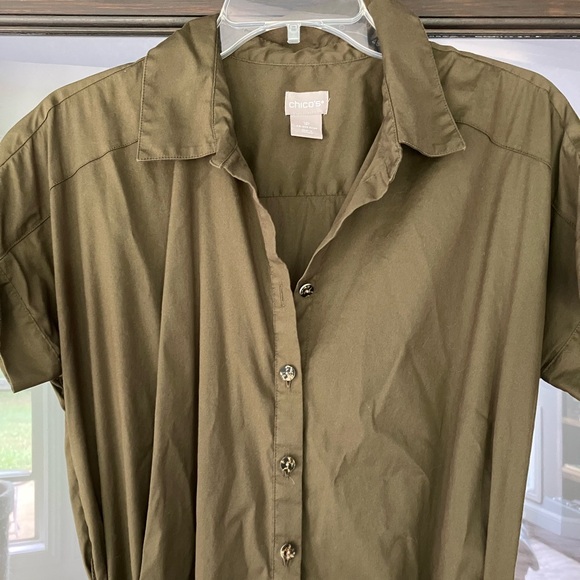 Chicos Olive Green Shirt Dress size 1P or 8/10 - Picture 2 of 5